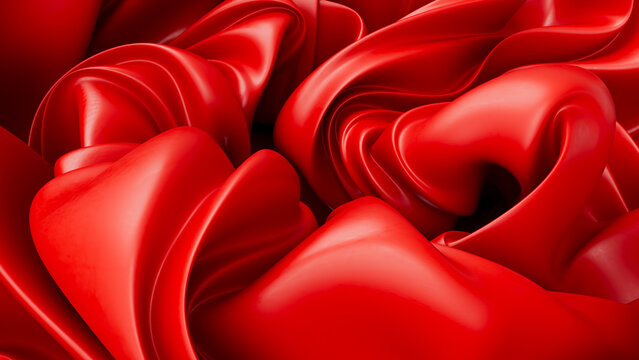 Wavy 3D abstract shape in poppy candy colors