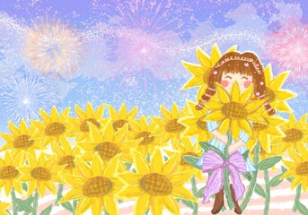 sunflower in summer background 