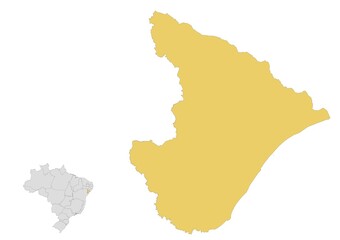 Obraz premium Mapa del estado de Sergipe en Brasil