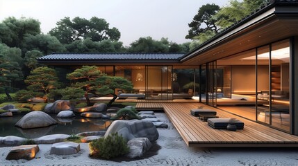 Fototapeta premium Japanese Ryokan- wooden facade