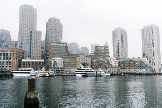 boston seaport district in december