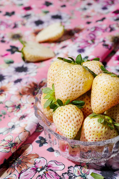 bowl with some white strawberries