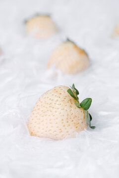 closeup of some white strawberries