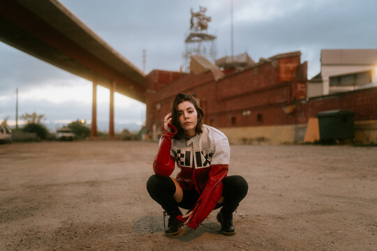 Urban Fashion Model in Industrial Setting