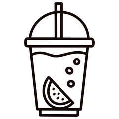 Boba fruit drink coloring page for kids vector illustration