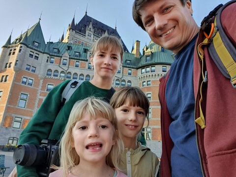 Selfie of the family in Quebec city