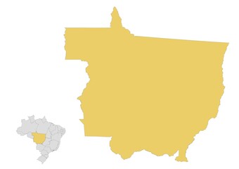 Mapa del estado de Mato Grosso en Brasil