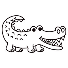 Crocodile animal coloring page for kids vector illustration