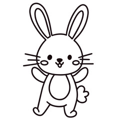 Cute cartoon rabbit vector coloring page for kids