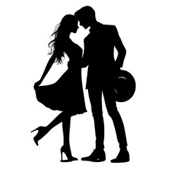 silhouette of a couple dancing , romantic couple dancing 