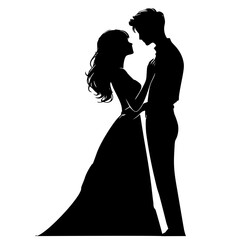 silhouette of bride and groom