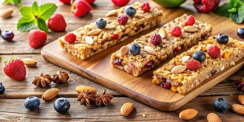 Fototapeta premium Cereal granola bars on the table