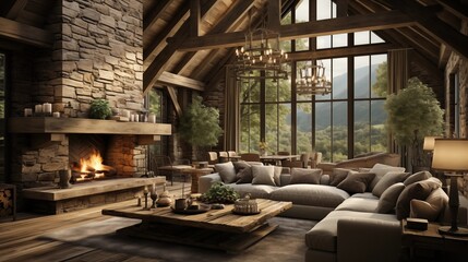Rustic Barn House- wooden beams