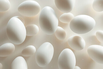 close up of white flying eggs 