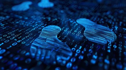 Digital footprints in cybersecurity represented by binary code, highlighting the importance of data security and privacy