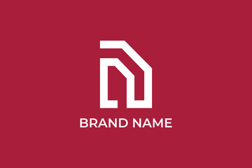 letter N geometric logo, letter N iconic modern logo, letter N real estate logo, emblem