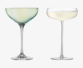 Realistic two cocktail glass isolated on white background