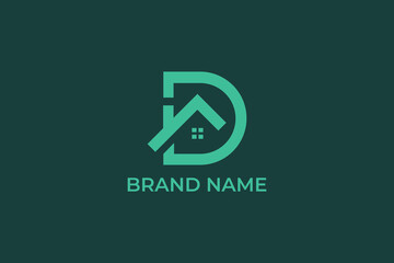 letter with house logo, house icon, home, letter d real estate logo, building logo, abstract home logo, modern, minimalist