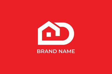 Mobileletter d with home logo, house logo, abstract small d with home logo, house logo, d home iconmark, real estate logomark