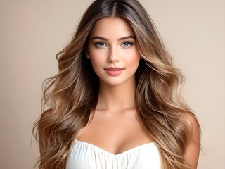 Fototapeta premium Portrait of a Beautiful Young Woman with Pristine Skin, Highlighting Face Care, Cosmetology, and Spa