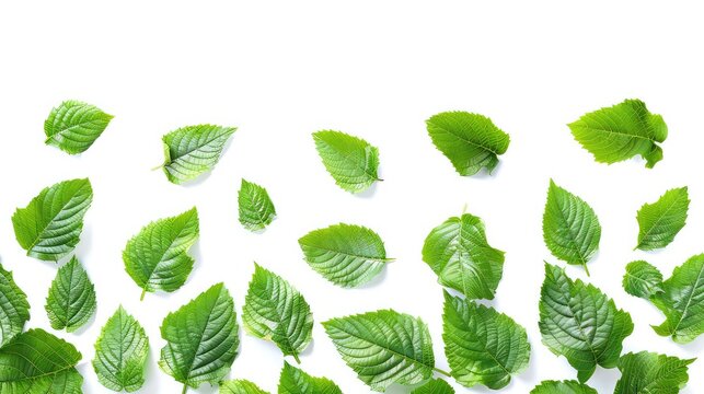 border of leafes on a white background Generated with AI