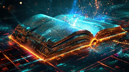Fototapeta premium AI Generated Modern Digital Book for Learning with Futuristic Design