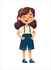 Happy girl illustration with old school outfit