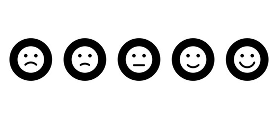 Customer feedback emoji icon on black circle