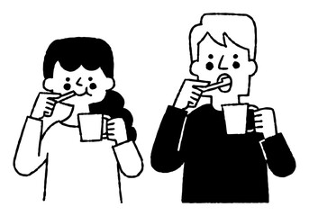 Man and woman brushing teeth together_2