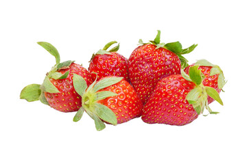 a handful of red strawberries isolated transparent
