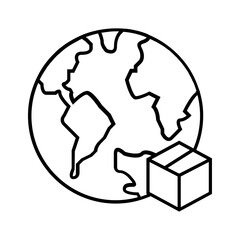 Distribution Package Arround The World Icon, Simple Icon Vector Design, best used for presentation, application, web and banner