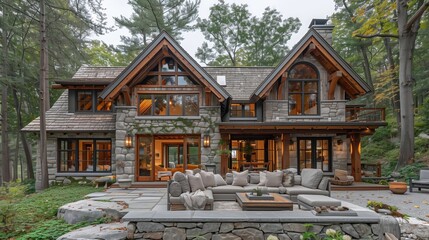 Fototapeta premium Cottage by the Woods- stone walls