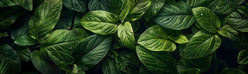 Fototapeta premium Small green leaves texture background with beautiful pattern. Clean environment. Ornamental plant in the garden. Eco wall. Organic natural background. Many leaves reduce dust in air. Tropical forest.