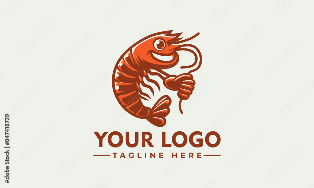 Canvas Prints shrimp character vector logo embrace the delightful charm of the shrimp character vector logo symbol