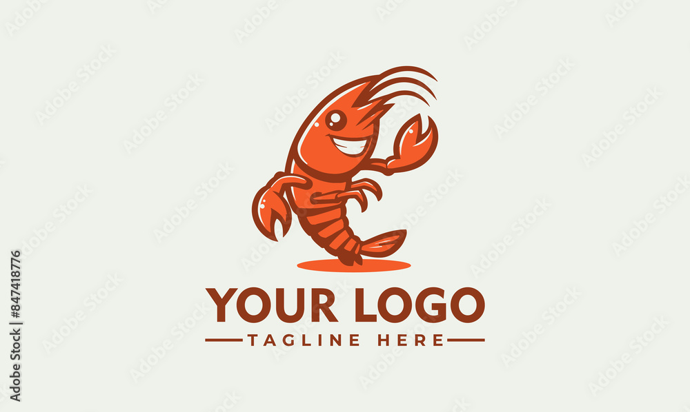 Wall mural shrimp character vector logo embrace the delightful charm of the shrimp character vector logo symbol