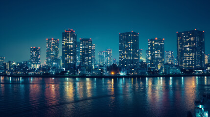 Obraz premium beautiful cityscape in night time 