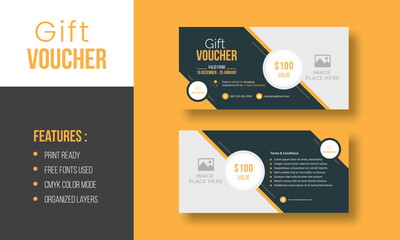 Gift Voucher Template Promotion Sale discount, Gold background, vector illustration | Editable template