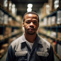 Fototapeta premium Man in warehouse facing camera