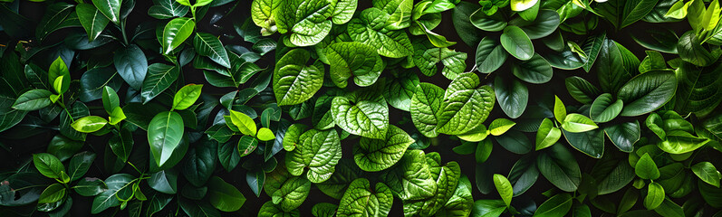 Small green leaves texture background with beautiful pattern. Clean environment. Ornamental plant in the garden. Eco wall. Organic natural background. Many leaves reduce dust in air. Tropical forest.