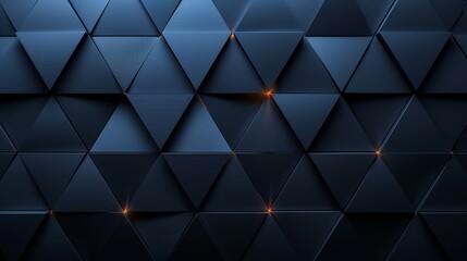 Fototapeta premium Abstract dark blue geometric background with glowing lights.