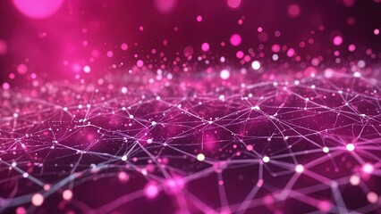 Fototapeta premium AI Neural Lines Background Abstract Magenta - Landscape