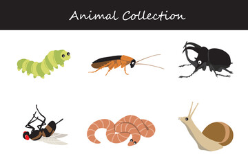 Animals collection isolated on white background. Flat style vector illustration.