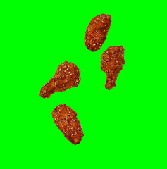 Floating Delicious Spicy Korean Chicken Wings. Buffalo Chicken Wings Street Snack Menu