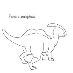 Fototapeta premium リアルでかわいい恐竜 パラサウロロフス 後ろ姿の線画