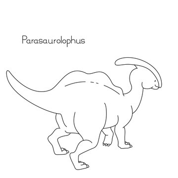 リアルでかわいい恐竜　パラサウロロフス　後ろ姿の線画