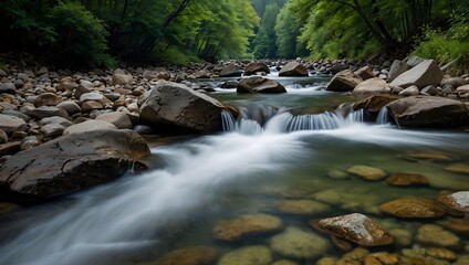 A poem about the rhythmic flow of a mountain stream ai_generated
