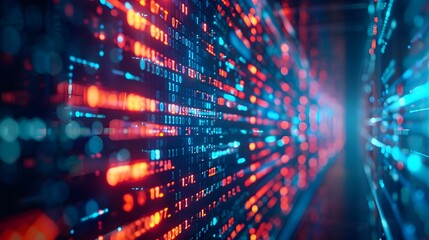 Fototapeta premium Close-up View of Futuristic Data Mining Process on Computer Screen with Colorful Data Visualization and Digital Information Patterns