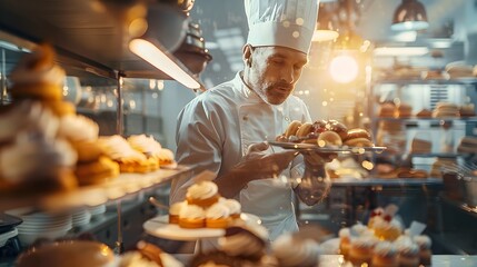 Delighted Cyber Pastry Chef Crafting Delectable Desserts with Hyper Photographic Style