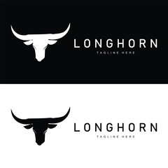 Longhorn logo design vintage old bull texas western country black silhouette