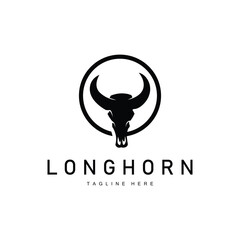 Longhorn logo design vintage old bull texas western country black silhouette